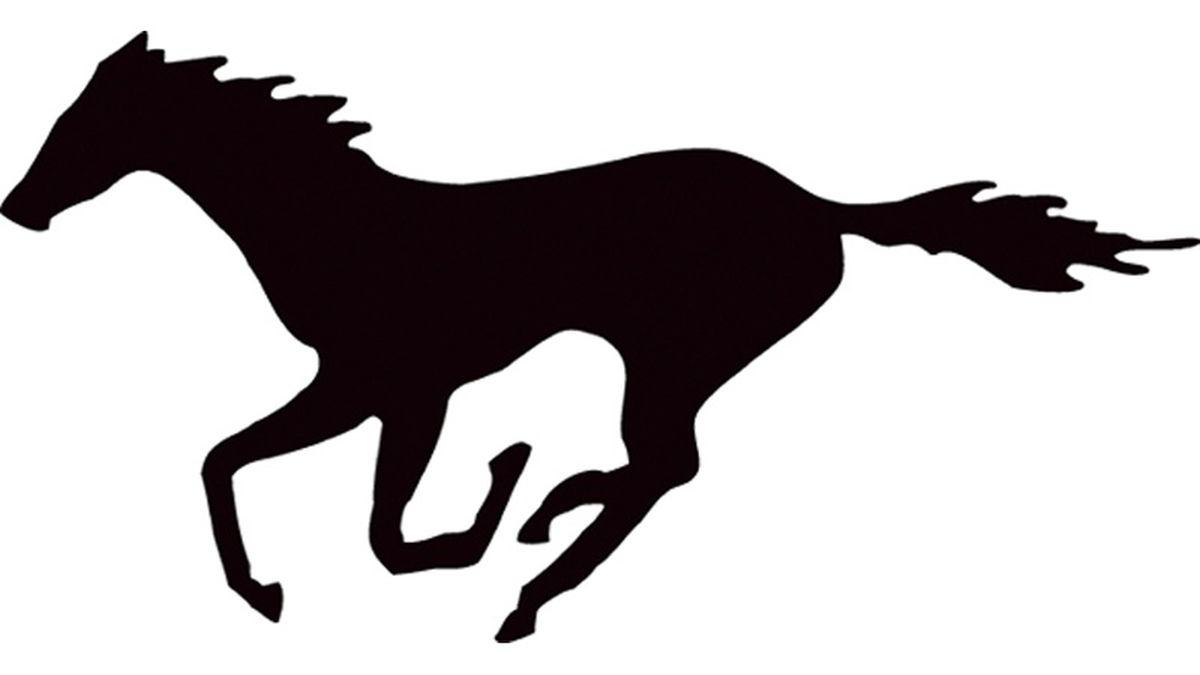 Autocollant+Galloping+Horse+-+noir+-+22x10.5cm